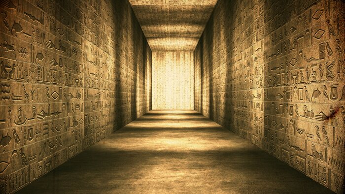Fototapete Ägyptische Tunnel Hieroglyphen Korridor Vintage