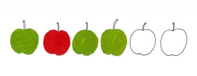 Fototapete Äpfel in drei Farben
