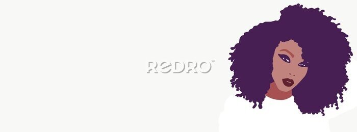 Fototapete African American illustration for fashion banner. Trendy woman model background