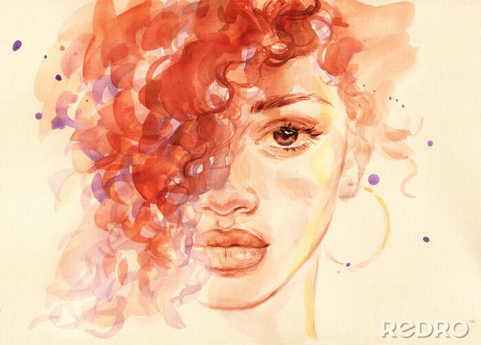 Fototapete african american woman. illustration. watercolor painting
