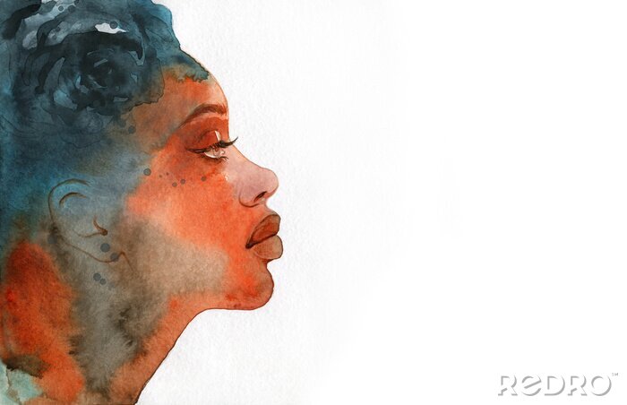 Fototapete african american woman. illustration. watercolor painting
