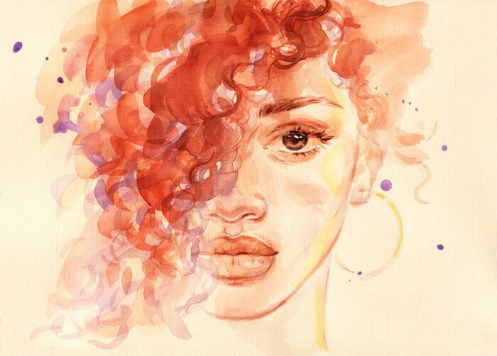 Fototapete african american woman. illustration. watercolor painting
