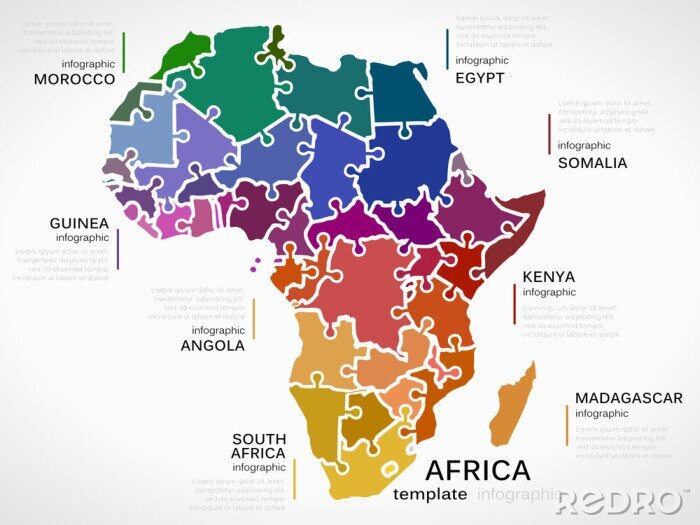 Fototapete Afrika aus Puzzles angeordnet
