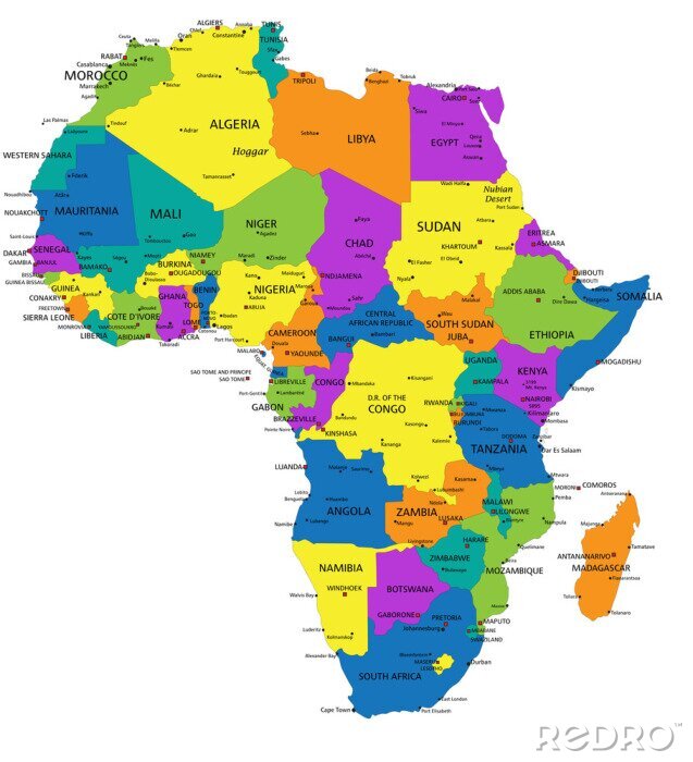 Fototapete Afrika bunte Karte