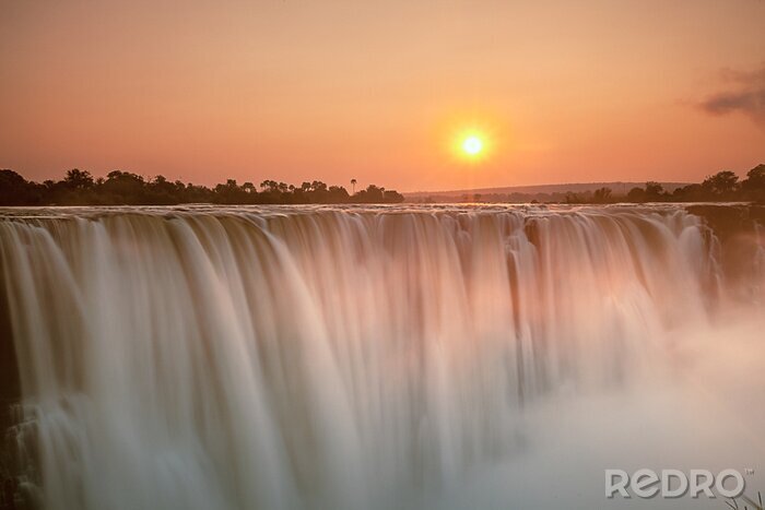 Fototapete Afrika Victoriafälle bei Sonnenaufgang