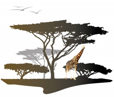 Afrikanische Komposition mit Giraffe
