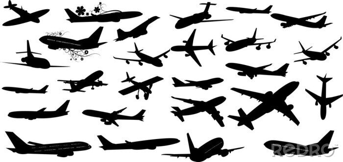 Fototapete Air Plane Silhouetten Sammlung