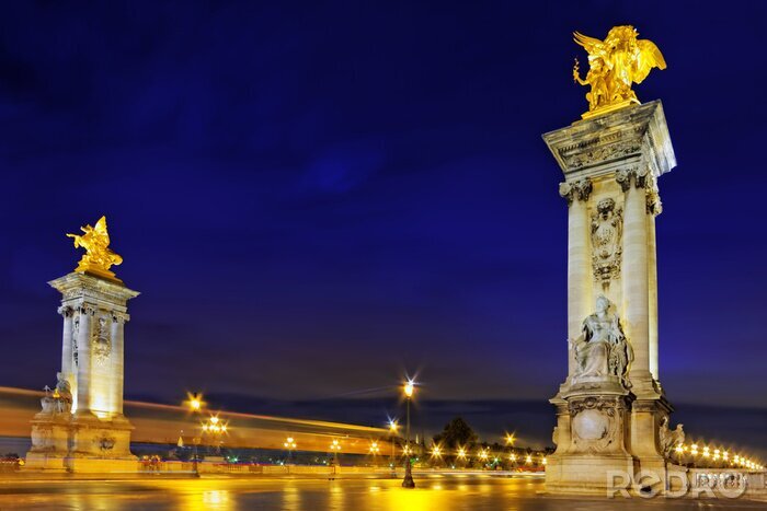 Fototapete Alexandre III-Brücke in der Nacht view.Paris, Frankreich.