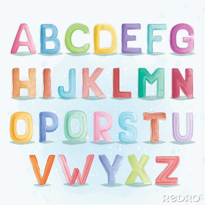 Fototapete Alphabet für Kinder im Winterstil