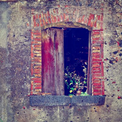 Fototapete Alte Backsteingebäude Fenster