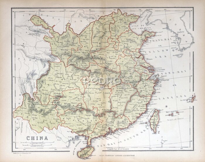 Fototapete Alte Karte von China