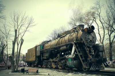 Fototapete Alte Lokomotive Zug in Ausstellung