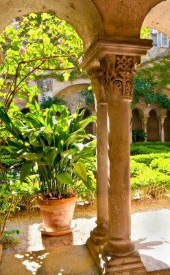 Fototapete Alte Säulen mit Pflanzenhintergrund