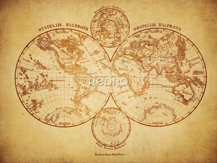 Fototapete Alte Sepiakarte x 19. Jahrhundert