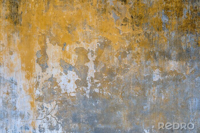 Fototapete Alte Wand mit gelber Farbe