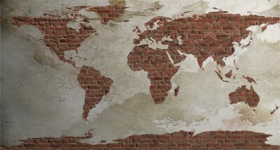 Fototapete Alte Weltkarte aus Backstein
