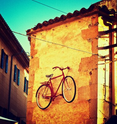 Fototapete Altes Fahrrad an der Wand