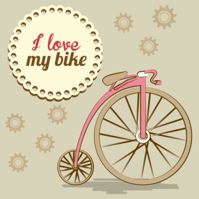 Fototapete Altes Fahrrad auf einer Grafik