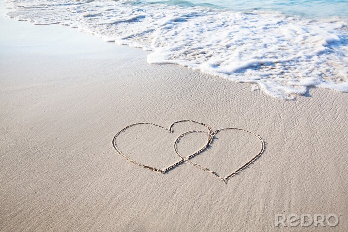 Fototapete Am Strand gezeichnete Herzen