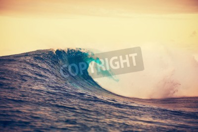 Fototapete Amazing Ocean Wave Brechen am Sonnenuntergang, epische Surf