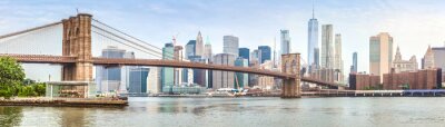 Fototapete Amazing panorama view of New York city and Brooklyn bridge