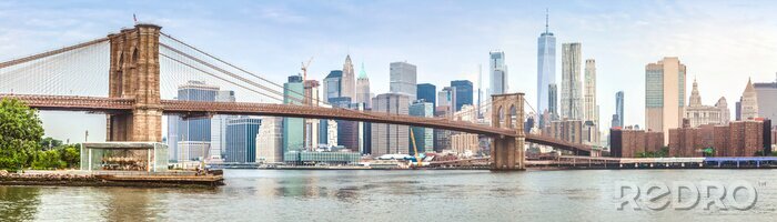 Fototapete Amazing panorama view of New York city and Brooklyn bridge