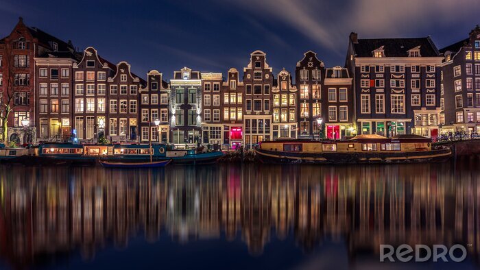 Fototapete Amsterdam bei Nacht im Sommer