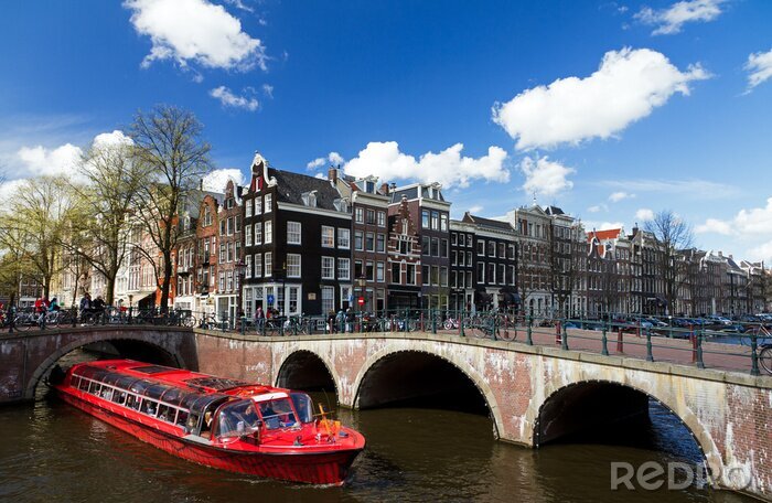 Fototapete Amsterdam city docks rot