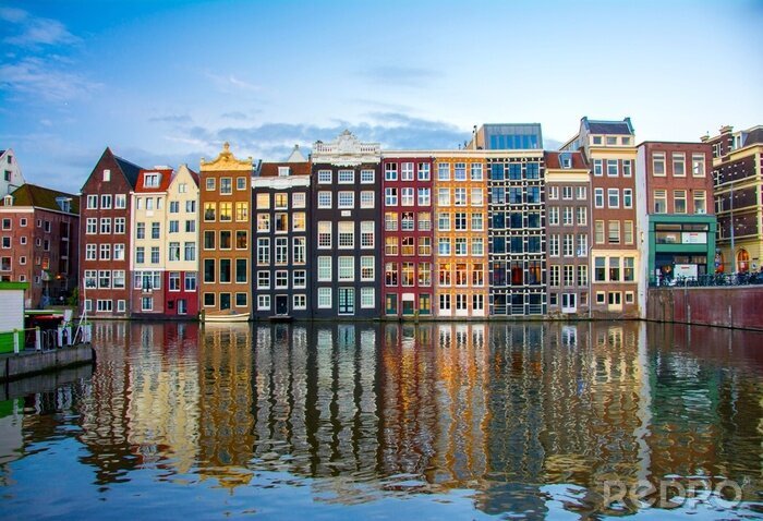 Fototapete Amsterdam Niederlande gemalt mit Aquarellfarbe