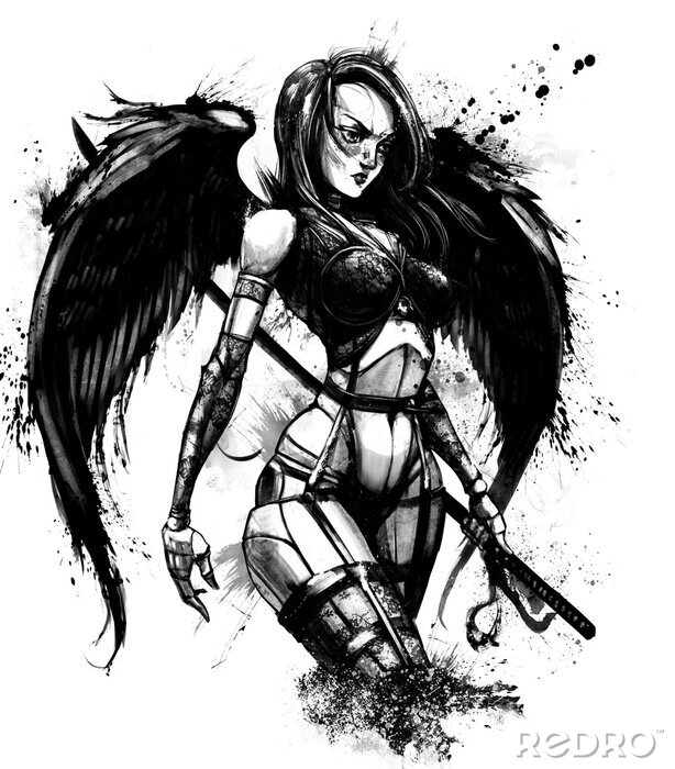 Fototapete Anime-Illustration mit Engel