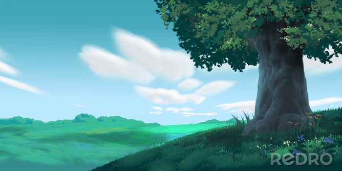 Fototapete Anime Style Environment Background, Cartoon Illustration Cover