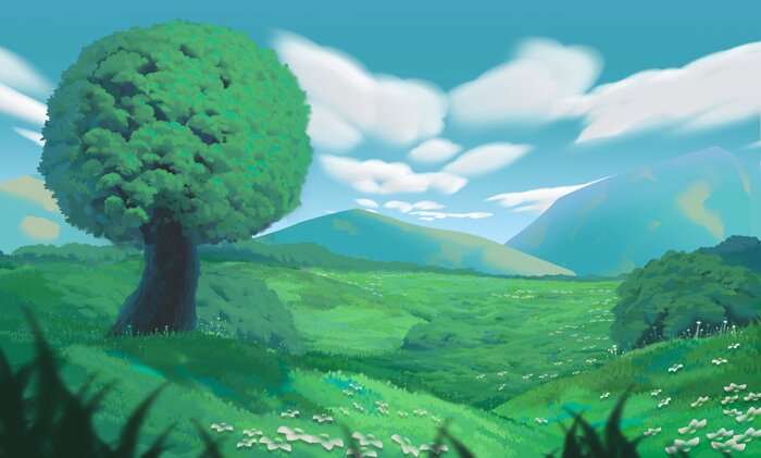 Fototapete Anime Style Environment Background, Digital Artwork Illustration