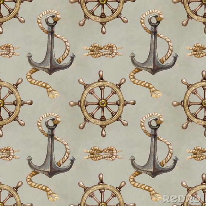 Fototapete Anker und Steuerruder