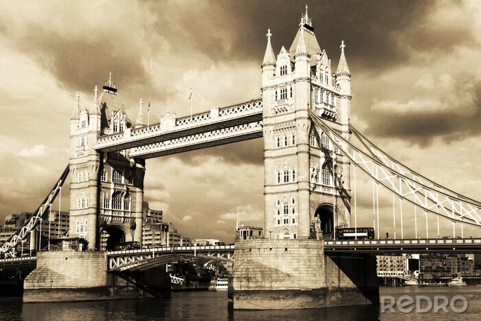 Fototapete Ansicht der Londoner Architektur in Sepia