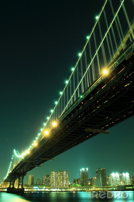 Fototapete Ansicht der Manhattan-Brücke von unten