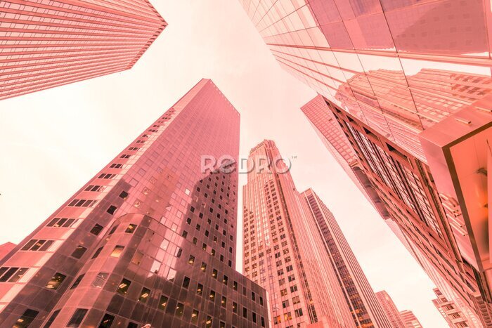 Fototapete Ansicht von Wolkenkratzern in New York von der Straße