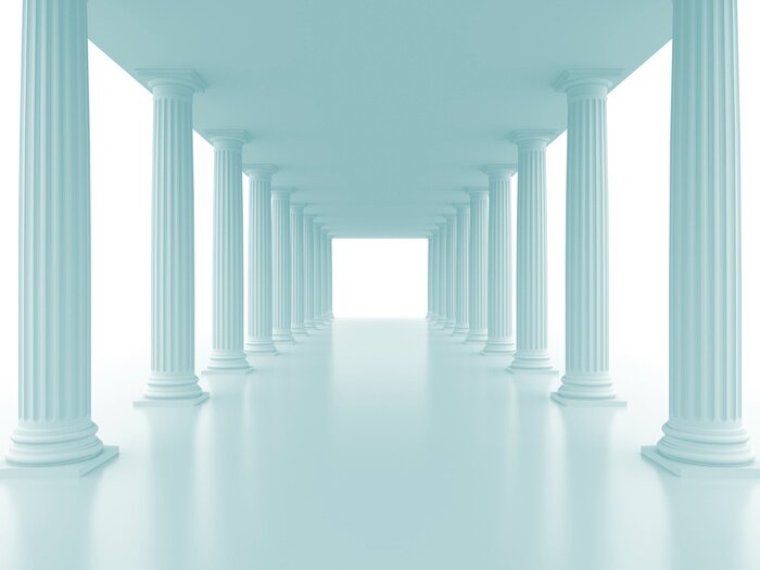 Fototapete Antike Architektur auf weißem Hintergrund