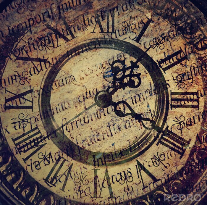 Fototapete Antike Uhr mit Text