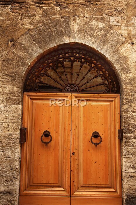 Fototapete Antike White Oak Tür Medieval Stone Town San Gimignano Toskana