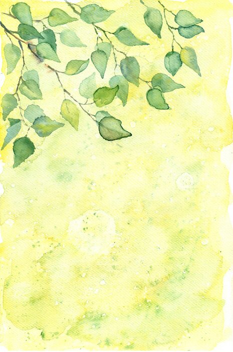 Fototapete Aquarell-Blätter des Baumes
