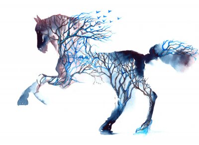 Fototapete Aquarell-Fantasie-Pferd