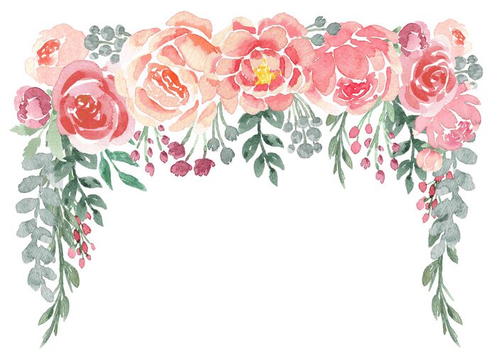 Fototapete Aquarell gemalte Pfingstrosen