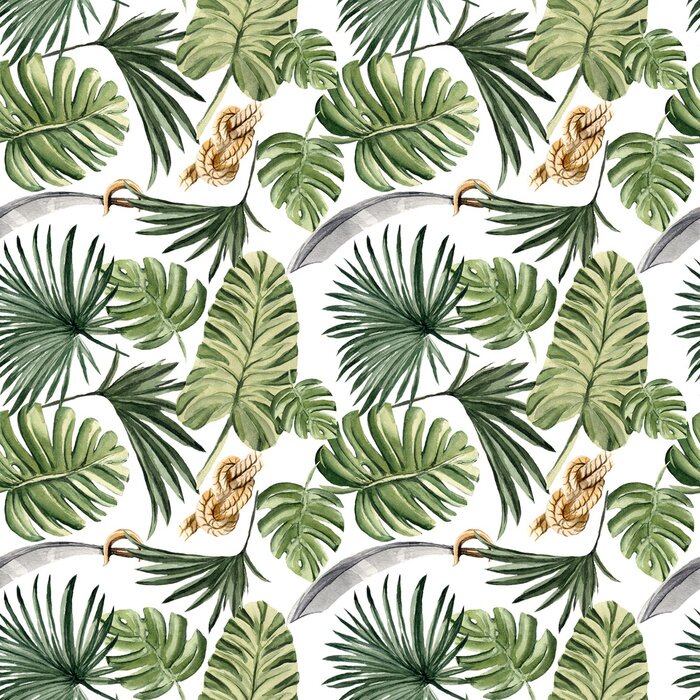 Fototapete Aquarell handbemalt nahtlose Muster tropischen Pirat