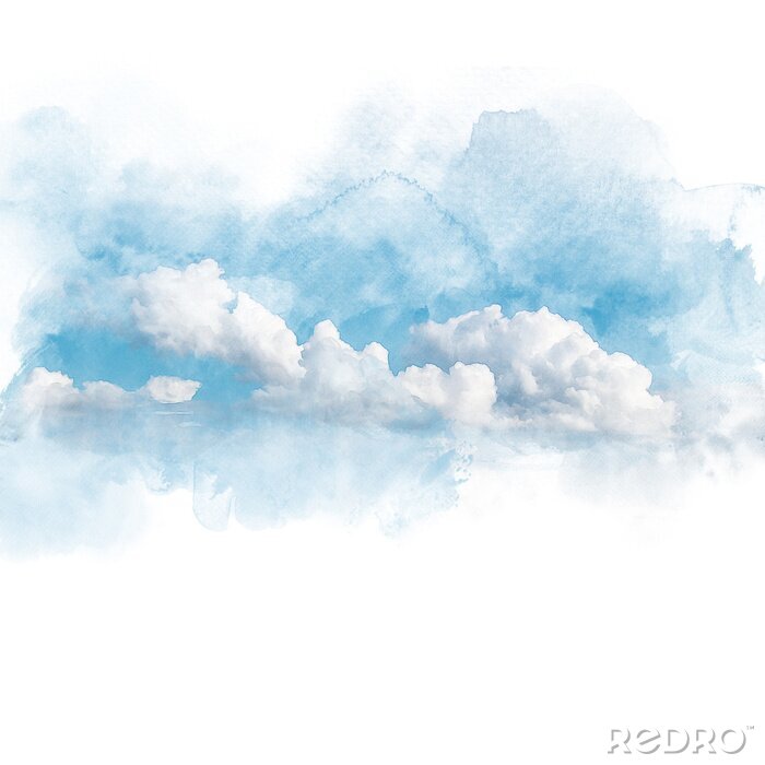 Fototapete Aquarell Illustration der Himmel mit Wolke (Retusche).