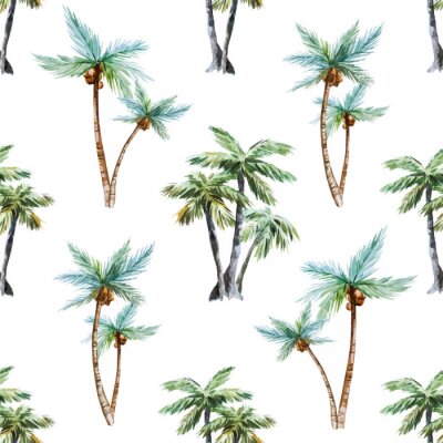 Fototapete Aquarell-Palmen auf weißem Hintergrund