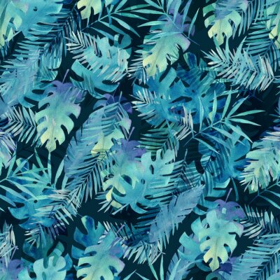 Tapete Aquarellblätter Muster. Sommerdruck Malerei Illustration