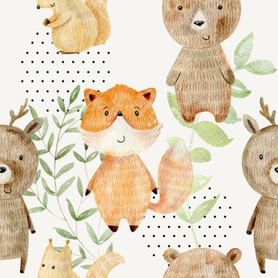 Tapete Aquarellwaldmuster