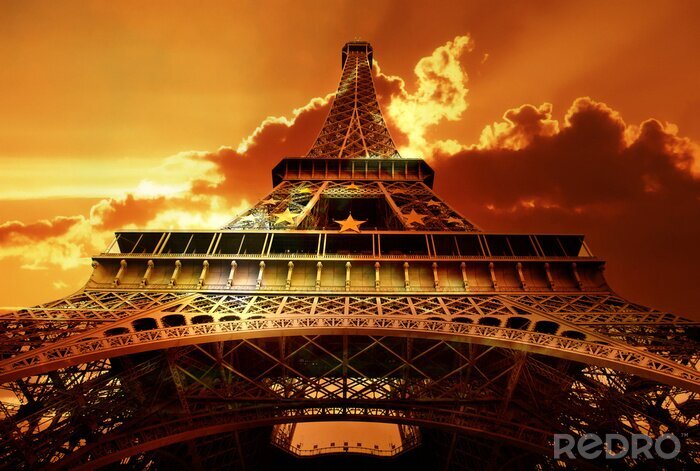 Fototapete Architektur des Eiffelturms in der Sonne