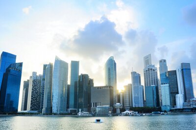 Fototapete Architektur von Singapur in blauen Tönen