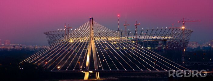Fototapete Architektur von Warschau am Abend